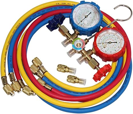 5FT AC Diagnostic Manifold Freon Gauge Set for R410A R404A R22 R134A R12 R22 and R502 Refrigerant AC House Air Condition HVAC 60"